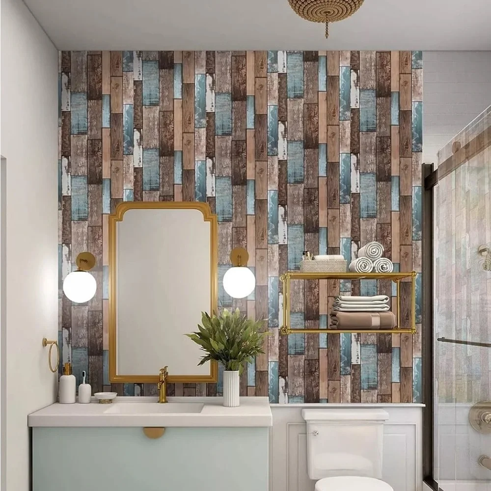 Wood Plank Wallpaper Peel & Stick Self Adhesive Removable Shiplap Distressed 1 R